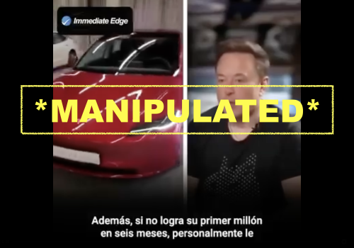 screenshot of Facebook ad featuring Elon Musk, whose voice has been altered to promote a scam.